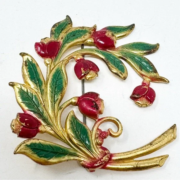 Vintage Enamel Flower Boutique Brooch Pin - Picture 3 of 9